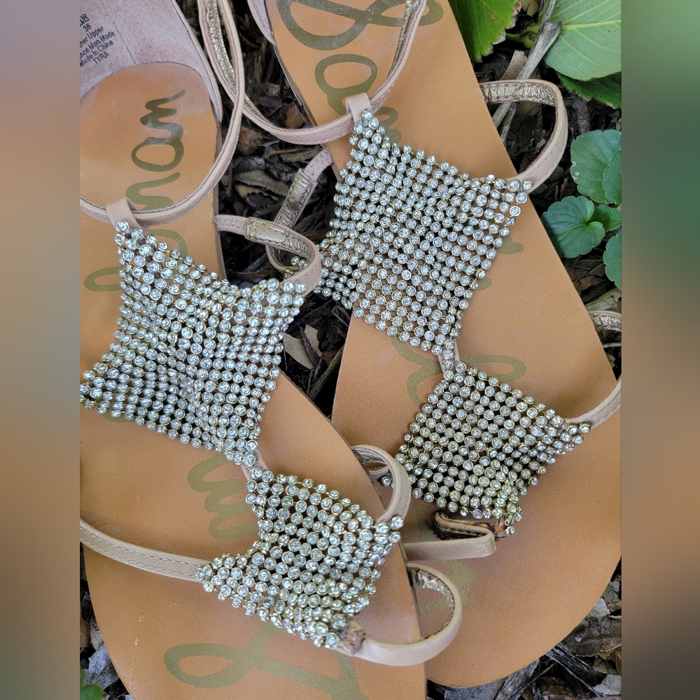 Sam Edleman Rhinestone Strappy Sandals 6 M - Picture 8 of 9